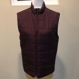 Marc Anthony Burgundy Puffer Vest Snap Side Pockets Velcro Close Inner Pocket-S